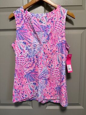 Lilly Pulitzer Dev Knit Top RAZ BERRY SEA YOU SOON
